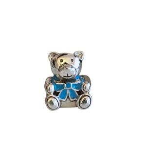 Pandora Silver and Blue Teddy Bear Charm
